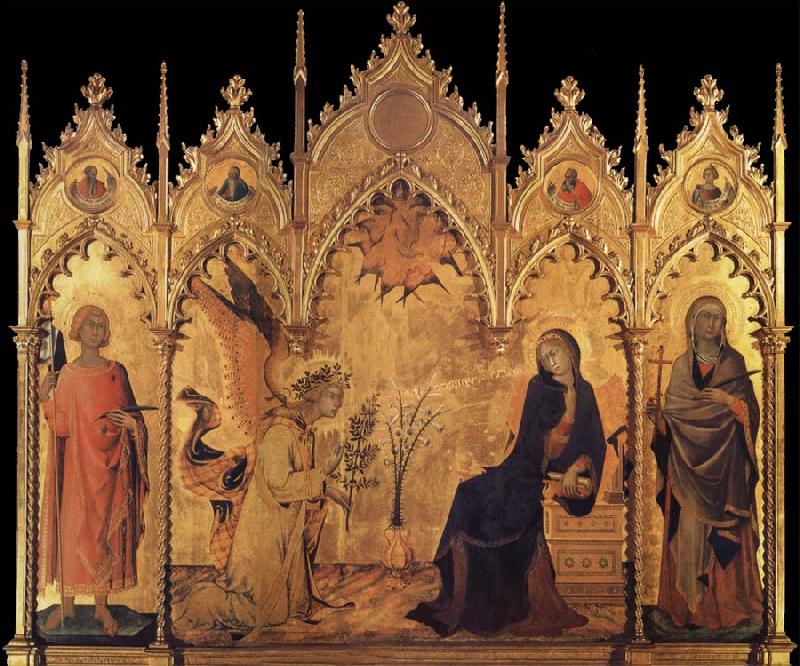 Simone Martini La Anunciacion,Con los Santos Ansano y Margarina y Cuatro profesar oil painting picture